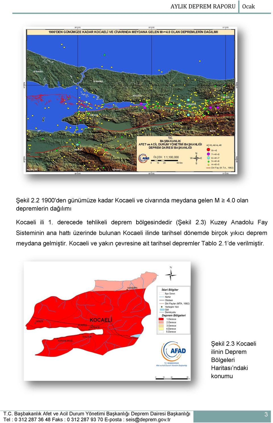 3) Kuzey Anadolu Fay Sisteminin ana hattı üzerinde bulunan Kocaeli ilinde tarihsel dönemde birçok yıkıcı