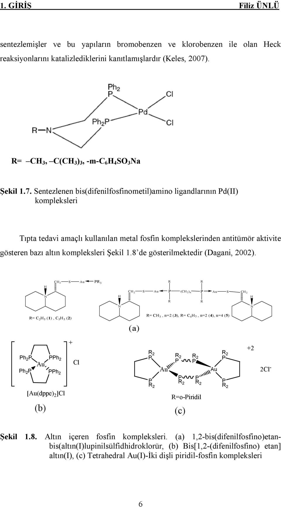 Sentezlenen bis(difenilfosfinometil)amino ligandlarının Pd(II) kompleksleri Tıpta tedavi amaçlı kullanılan metal fosfin komplekslerinden antitümör aktivite gösteren bazı altın kompleksleri Şekil 1.