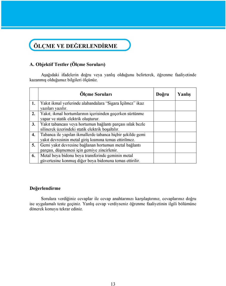 Yakıt ikmal yerlerinde alabandalara Sigara İçilmez ikaz yazıları yazılır. 2. Yakıt; ikmal hortumlarının içerisinden geçerken sürtünme yapar ve statik elektrik oluşturur. 3.