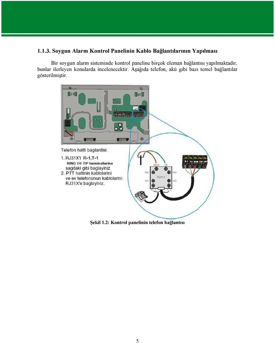 alarm sisteminde kontrol paneline birçok eleman bağlantısı yapılmaktadır,