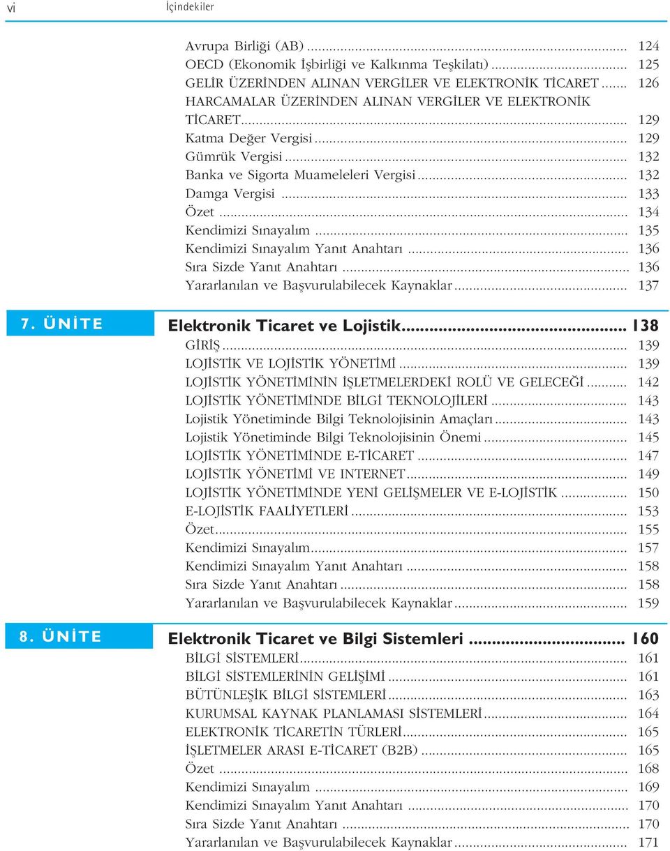 .. 134 Kendimizi S nayal m... 135 Kendimizi S nayal m Yan t Anahtar... 136 S ra Sizde Yan t Anahtar... 136 Yararlan lan ve Baflvurulabilecek Kaynaklar... 137 7. ÜN TE 8.