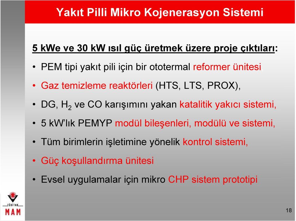 karışımını yakan katalitik yakıcı sistemi, 5 kw lık PEMYP modül bileşenleri, modülü ve sistemi, Tüm