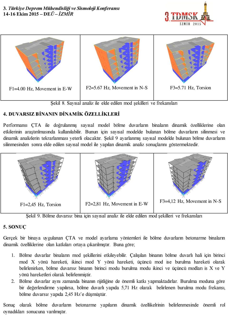 Bunun için sayısal modelde bulanan bölme duvarların silinmesi ve dinamik analizlerin tekrarlanması yeterli olacaktır.