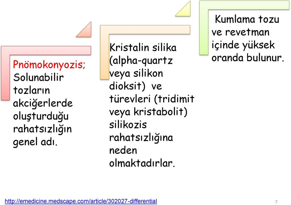 kristabolit) silikozis rahatsızlığına neden olmaktadırlar.