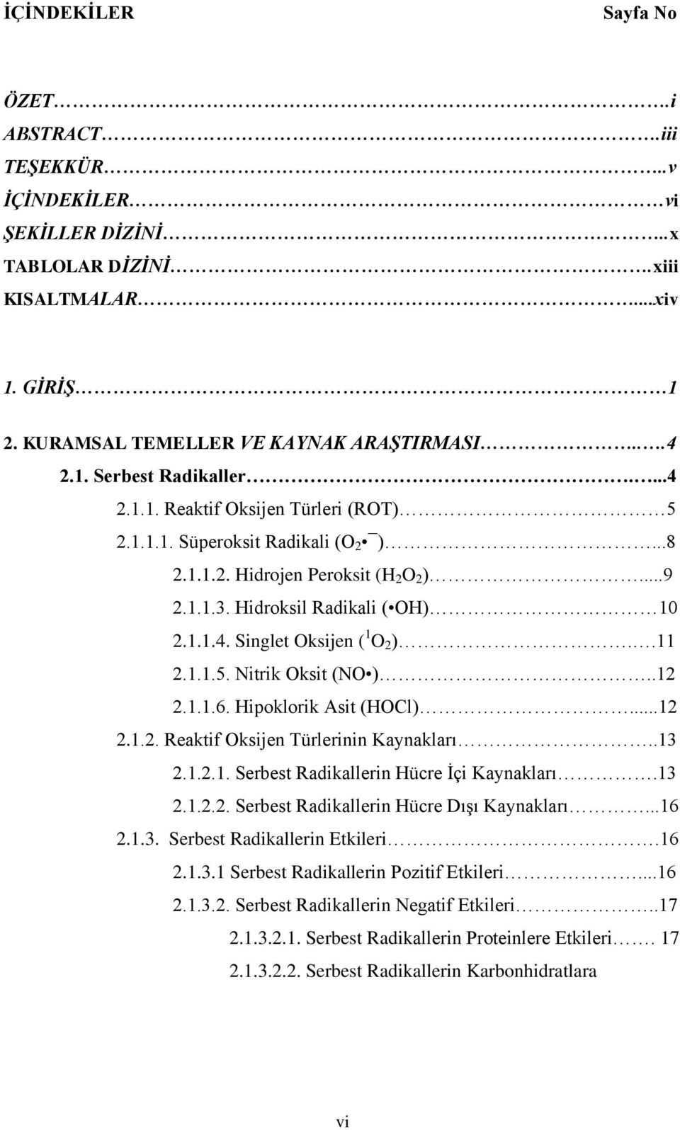 .11 2.1.1.5. Nitrik Oksit (NO )..12 2.1.1.6. Hipoklorik Asit (HOCl)...12 2.1.2. Reaktif Oksijen Türlerinin Kaynakları..13 2.1.2.1. Serbest Radikallerin Hücre İçi Kaynakları.13 2.1.2.2. Serbest Radikallerin Hücre Dışı Kaynakları.