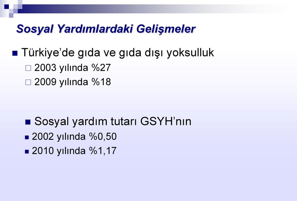 %27 2009 yılında %18 Sosyal yardım tutarı