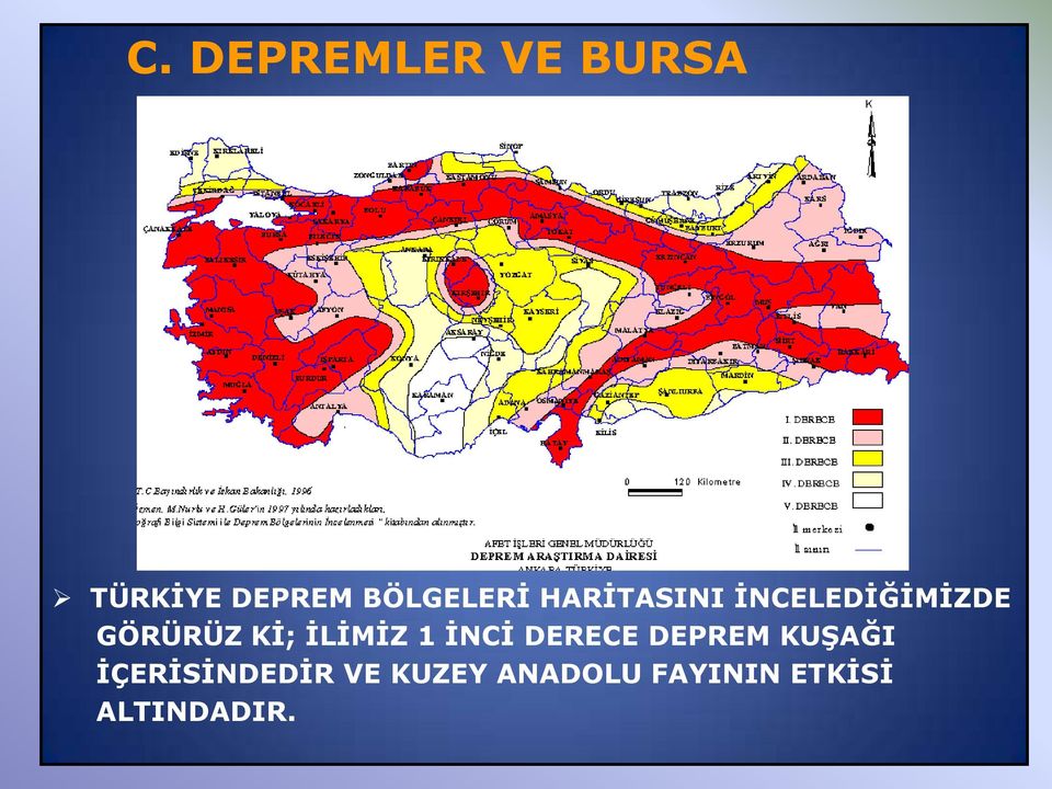 Kİ; İLİMİZ 1 İNCİ DERECE DEPREM KUŞAĞI