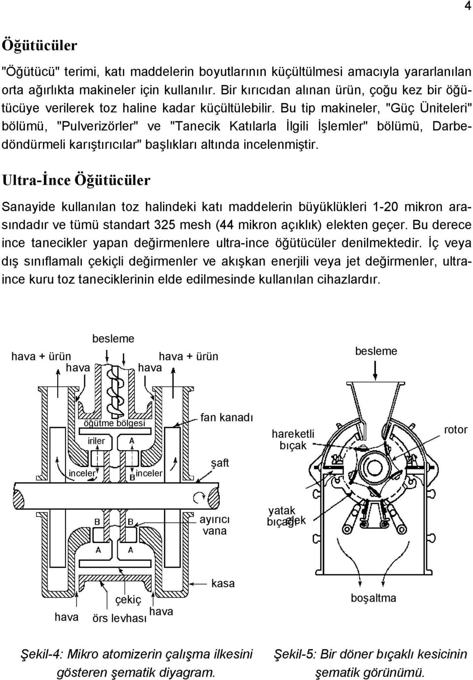 Bu tip makineler, "Güç Üniteleri" bölümü, "Pulverizörler" ve "Tanecik Katılarla İlgili İşlemler" bölümü, Darbedöndürmeli karıştırıcılar" başlıkları altında incelenmiştir.