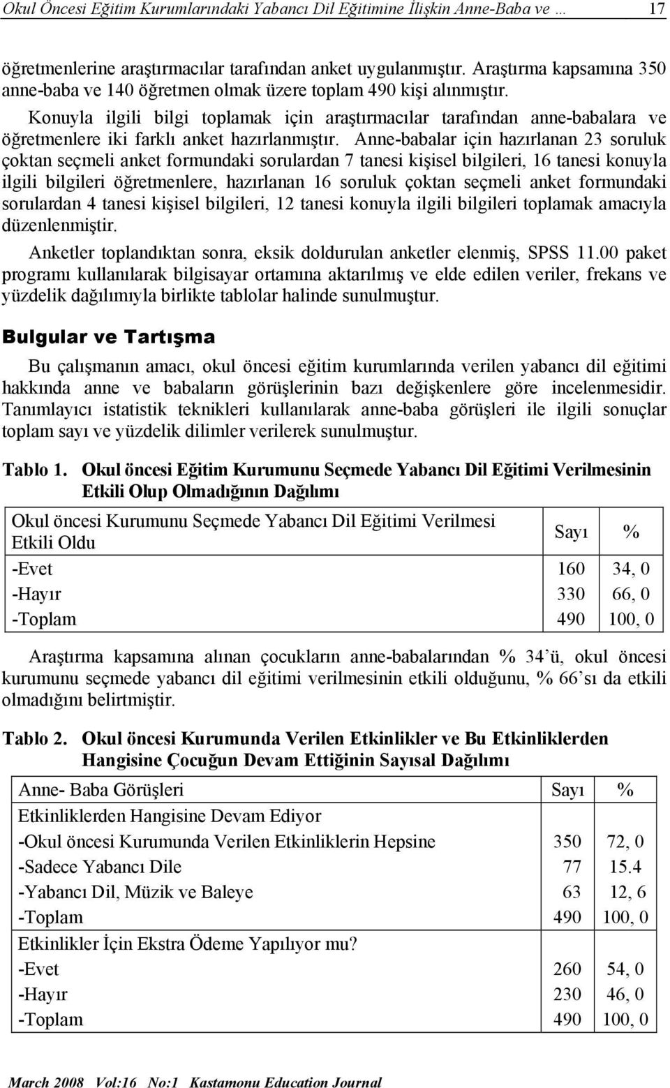 Konuyla ilgili bilgi toplamak için araştırmacılar tarafından anne-babalara ve öğretmenlere iki farklı anket hazırlanmıştır.