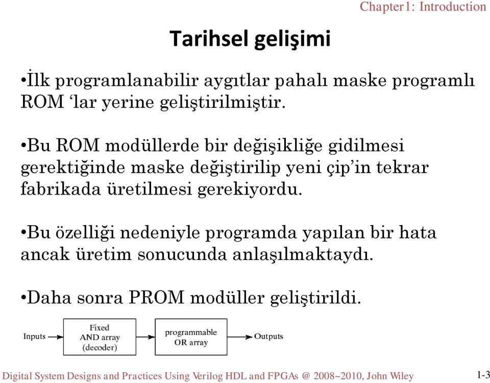 Bu ROM modüllerde bir değişikliğe gidilmesi gerektiğinde maske değiştirilip yeni çip in tekrar fabrikada üretilmesi