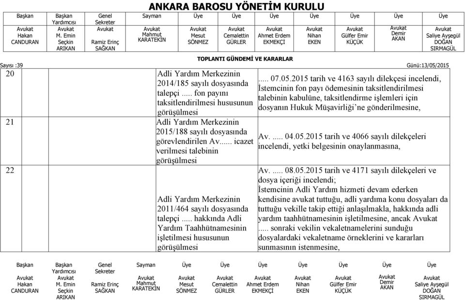 2015 tarih ve 4163 sayılı dilekçesi incelendi, İstemcinin fon payı ödemesinin taksitlendirilmesi talebinin kabulüne, taksitlendirme işlemleri için dosyanın Hukuk Müşavirliği ne gönderilmesine, Av.... 04.