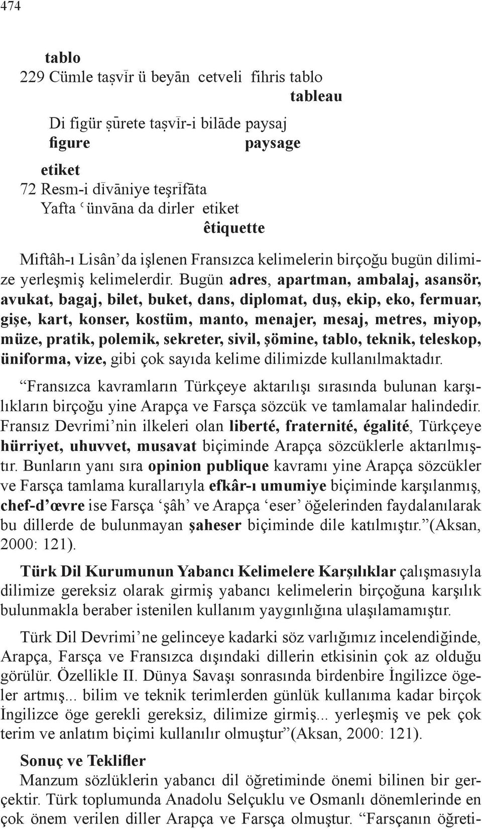 Bugün adres, apartman, ambalaj, asansör, avukat, bagaj, bilet, buket, dans, diplomat, duş, ekip, eko, fermuar, gişe, kart, konser, kostüm, manto, menajer, mesaj, metres, miyop, müze, pratik, polemik,