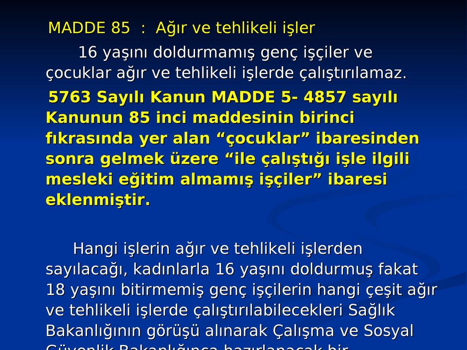 çalıştığı işle ilgili mesleki eğitim almamış işçiler ibaresi eklenmiştir.