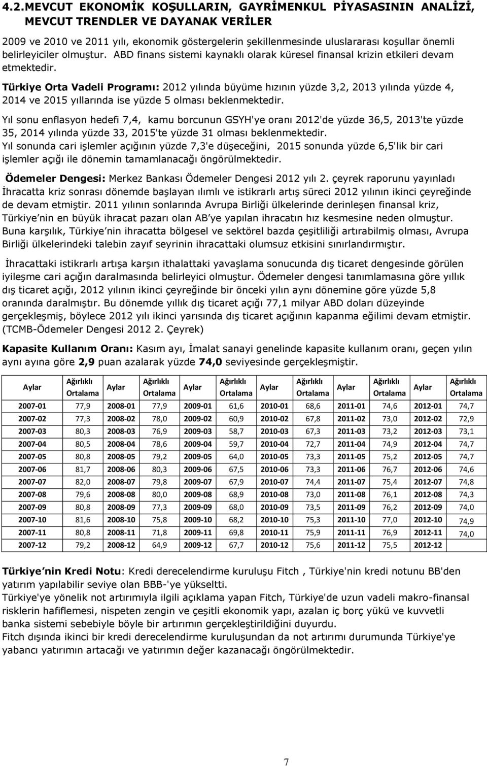 Türkiye Orta Vadeli Programı: 2012 yılında büyüme hızının yüzde 3,2, 2013 yılında yüzde 4, 2014 ve 2015 yıllarında ise yüzde 5 olması beklenmektedir.