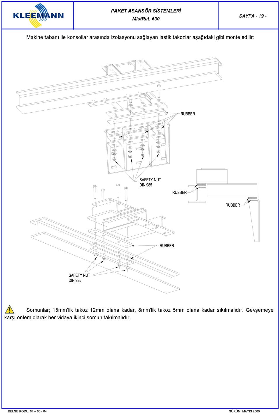 15mm lik takoz 12mm olana kadar, 8mm lik takoz 5mm olana kadar