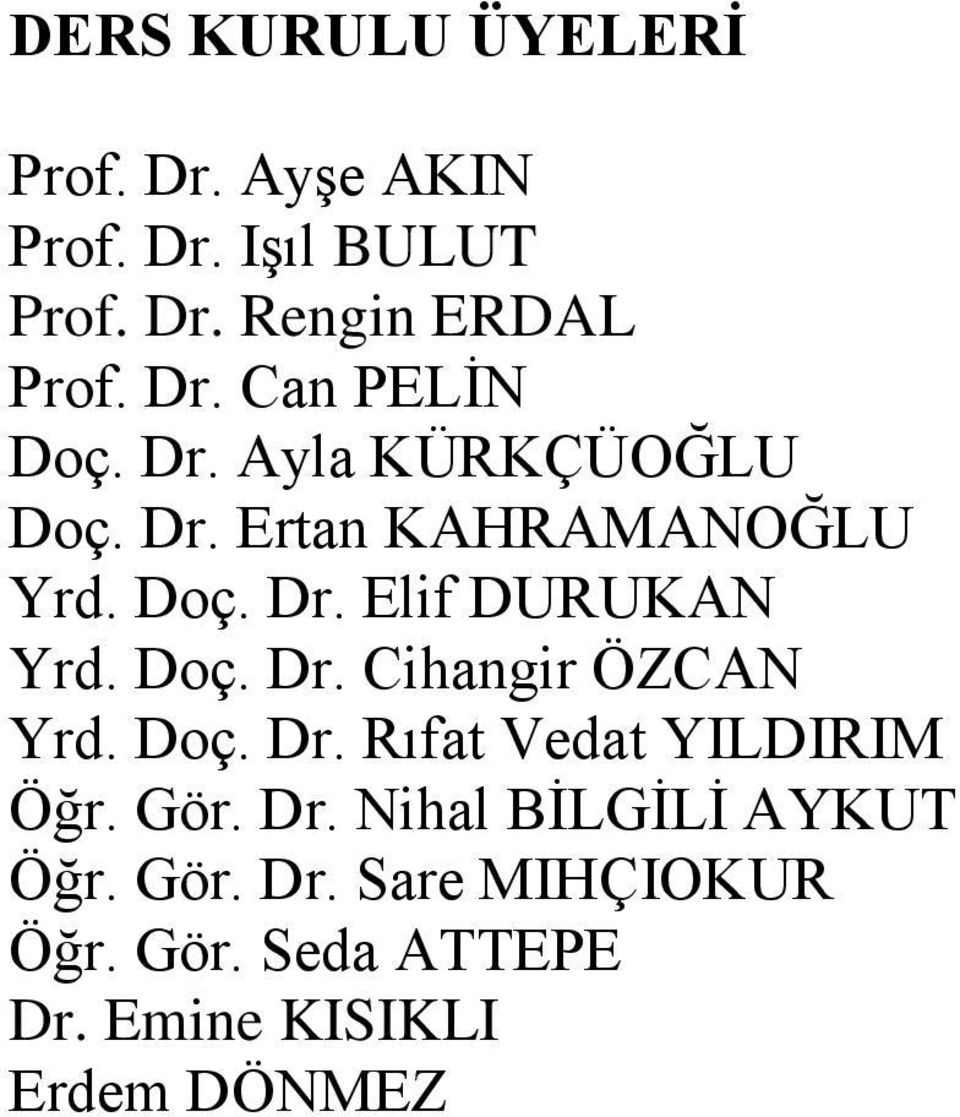 Doç. Dr. Cihangir ÖZCAN Yrd. Doç. Dr. Rıfat Vedat YILDIRIM Öğr. Gör. Dr. Nihal BİLGİLİ AYKUT Öğr.