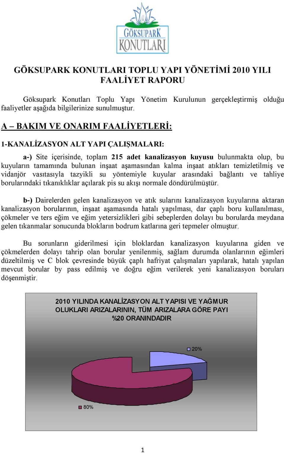 inşaat atıkları temizletilmiş ve vidanjör vasıtasıyla tazyikli su yöntemiyle kuyular arasındaki bağlantı ve tahliye borularındaki tıkanıklıklar açılarak pis su akışı normale döndürülmüştür.