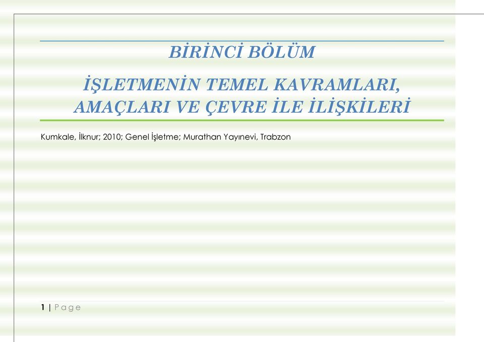 İLİŞKİLERİ Kumkale, İlknur; 2010;