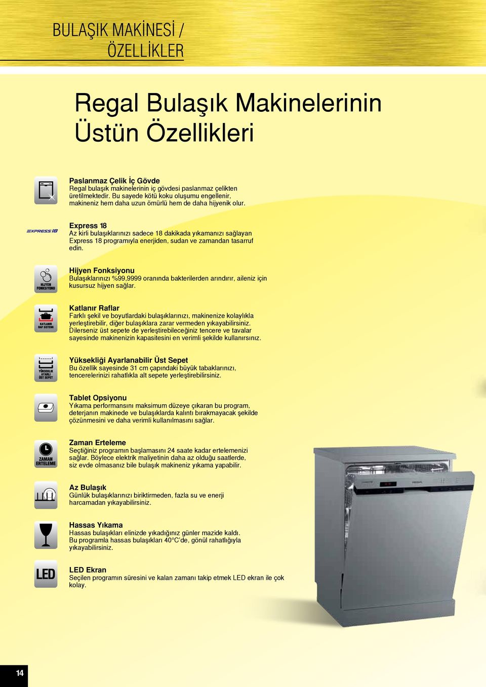 Express 18 Az kirli bulaşıklarınızı sadece 18 dakikada yıkamanızı sağlayan Express 18 programıyla enerjiden, sudan ve zamandan tasarruf edin.