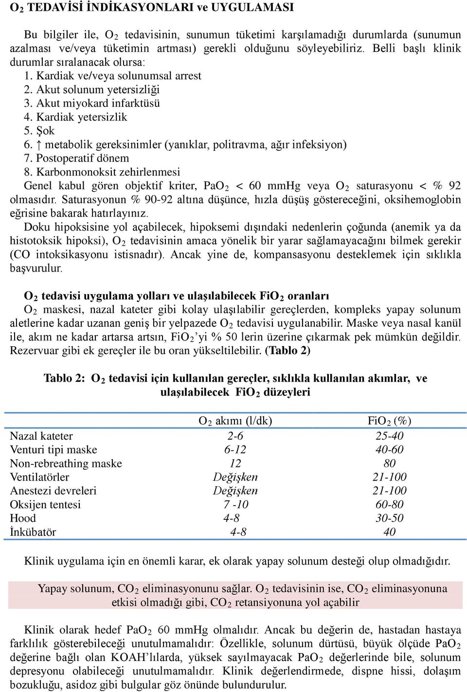 metabolik gereksinimler (yanıklar, politravma, ağır infeksiyon) 7. Postoperatif dönem 8.