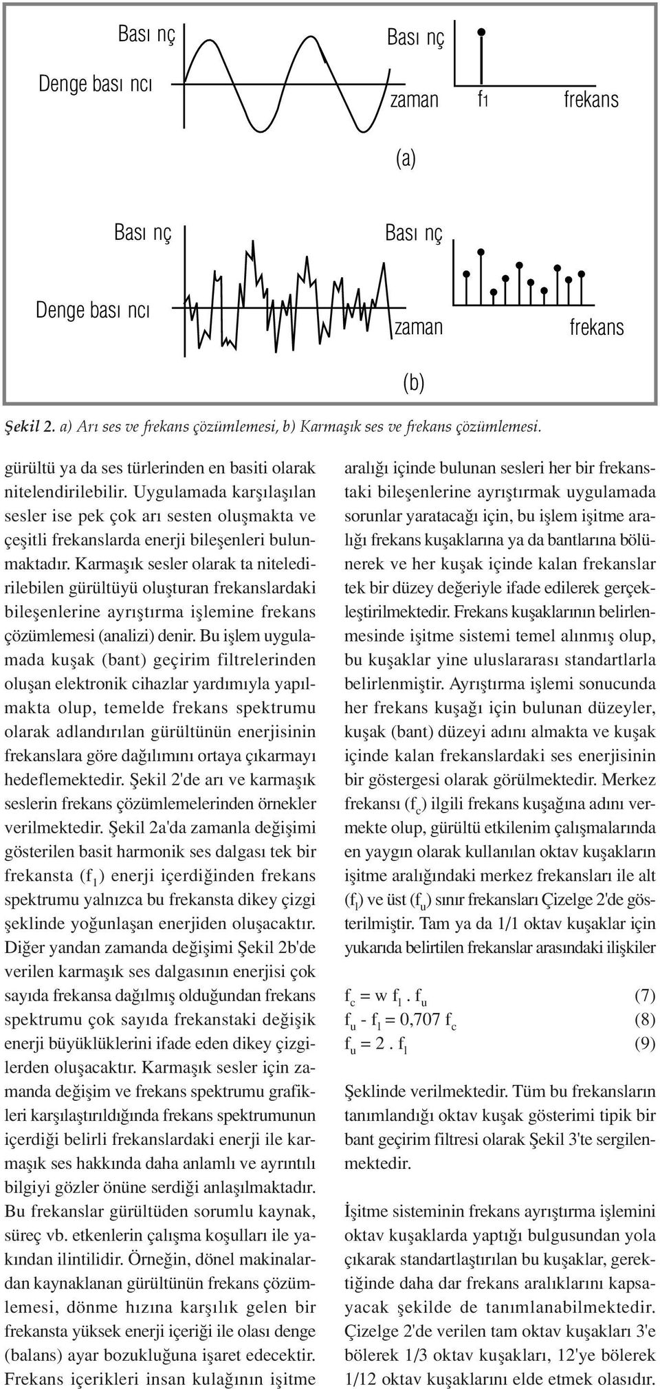 Karmafl k sesler olarak ta niteledirilebilen gürültüyü oluflturan frekanslardaki bileflenlerine ayr flt rma ifllemine frekans çözümlemesi (analizi) denir.