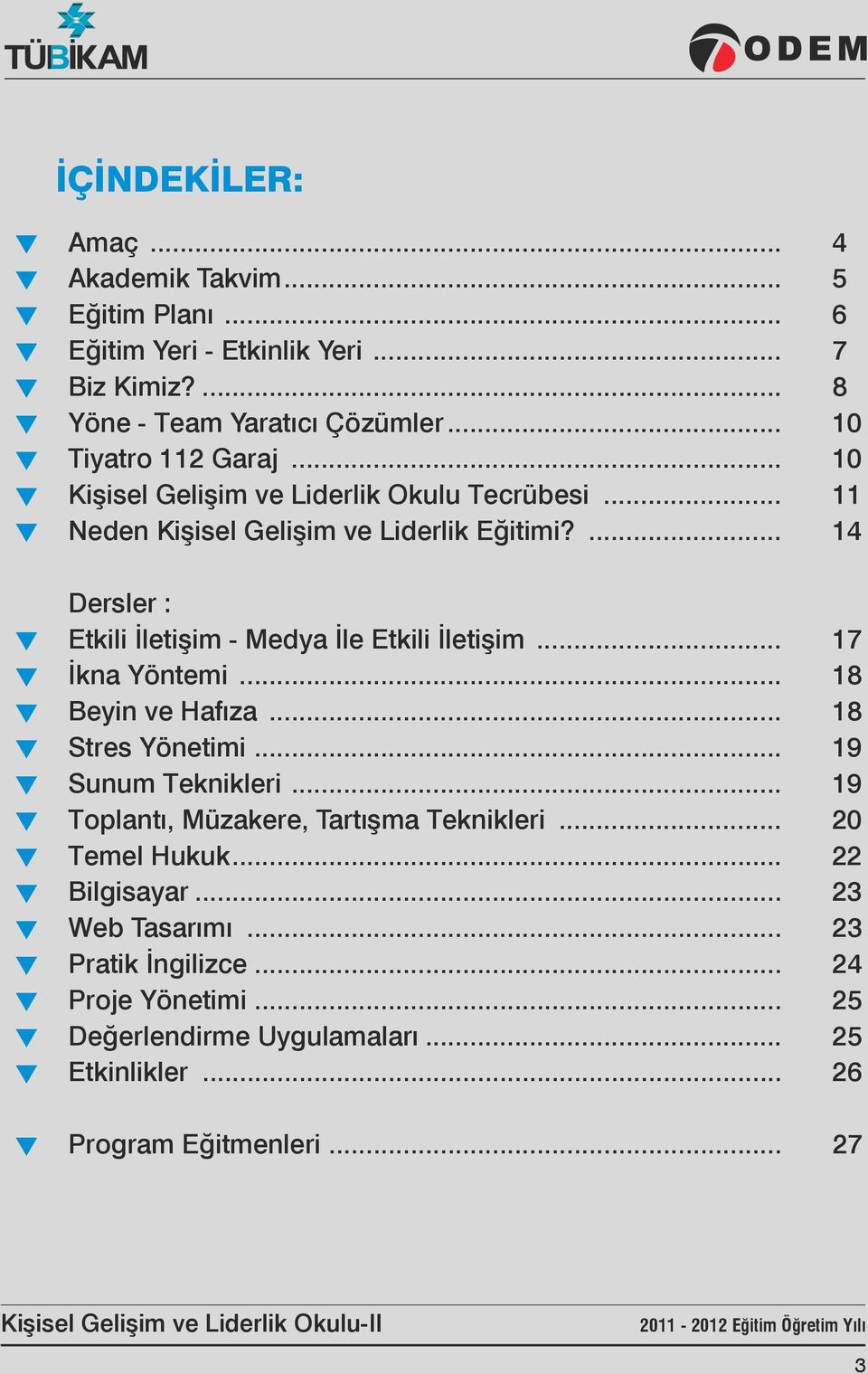 ... 14 Dersler : Ekili İleişim - Medya İle Ekili İleişim... 17 İkna Yönemi... 18 Beyin ve Hafıza... 18 Sres Yöneimi... 19 Sunum Teknikleri.