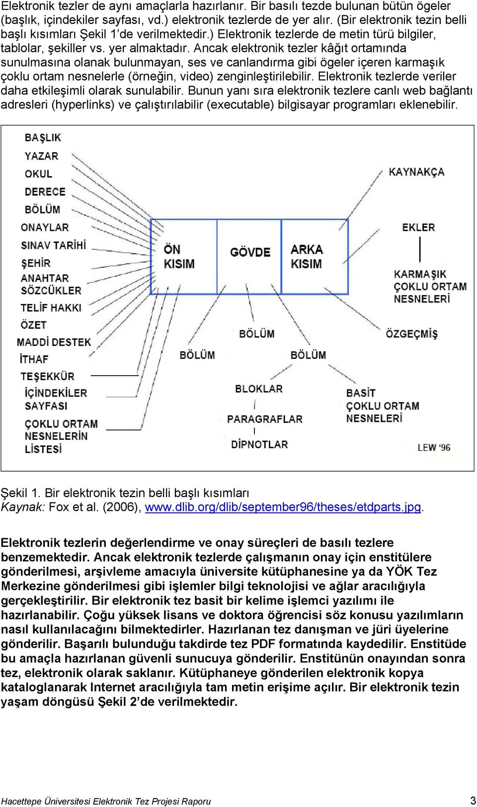 Ancak elektronik tezler kâğıt ortamında sunulmasına olanak bulunmayan, ses ve canlandırma gibi ögeler içeren karmaşık çoklu ortam nesnelerle (örneğin, video) zenginleştirilebilir.