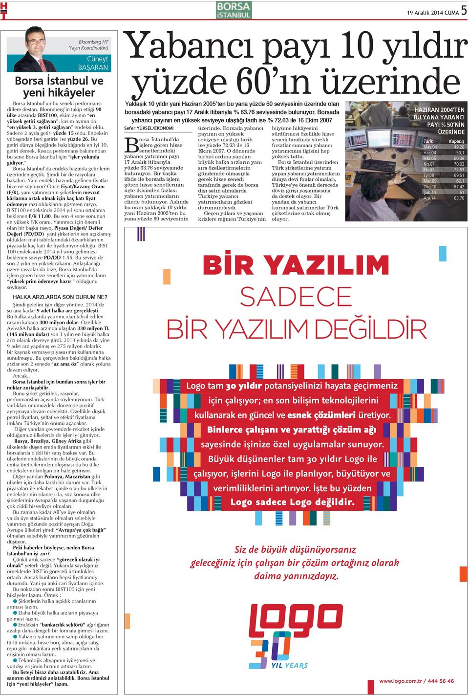 Endeksin yılbaşından beri getirisi ise yüzde 26. Bu getiri dünya ölçeğinde bakıldığında en iyi 10. getiri demek. Kısaca performans bakımından bu sene Borsa İstanbul için işler yolunda gidiyor.