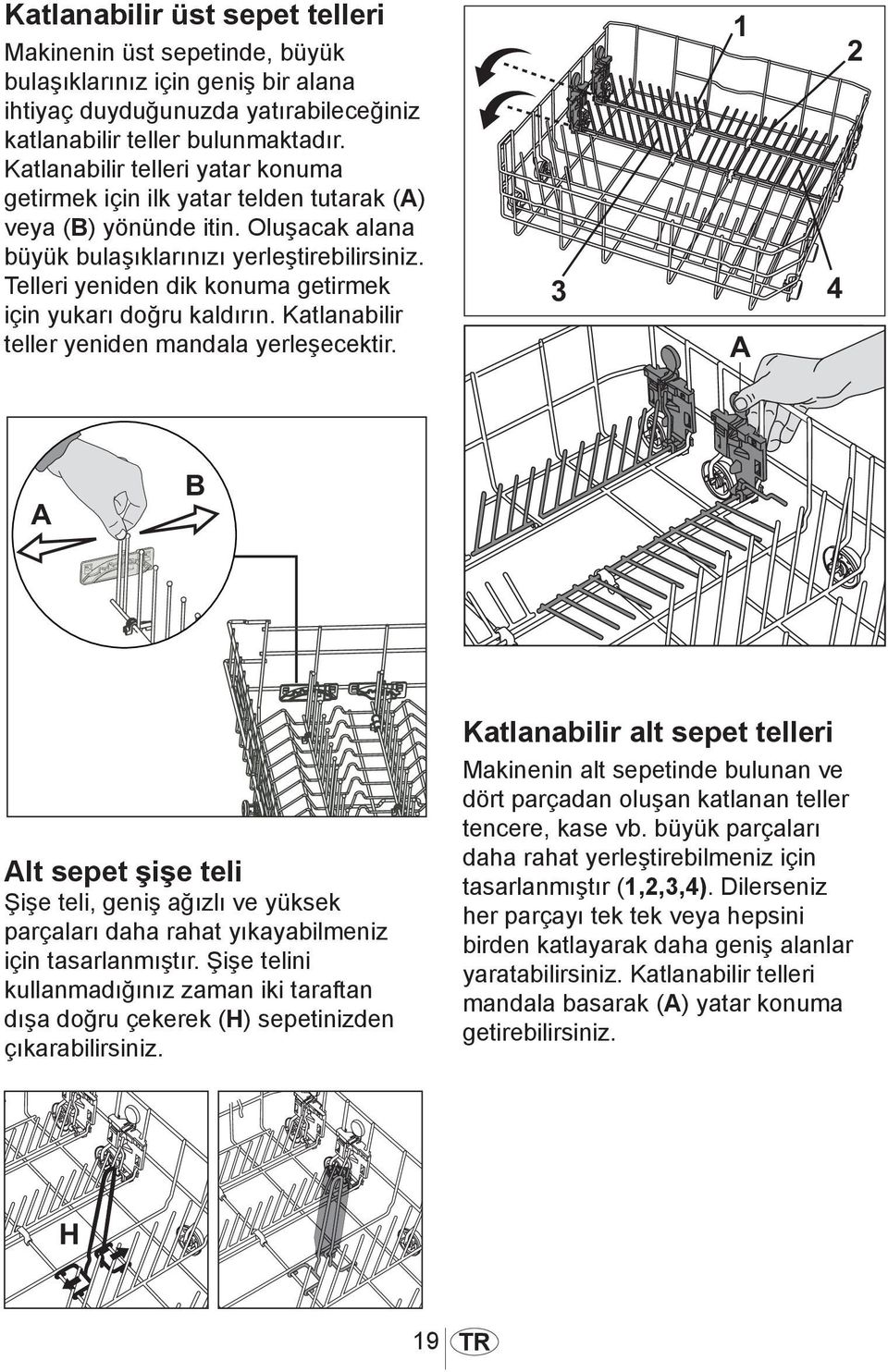 Telleri yeniden dik konuma getirmek için yukarı doğru kaldırın. Katlanabilir teller yeniden mandala yerleşecektir.