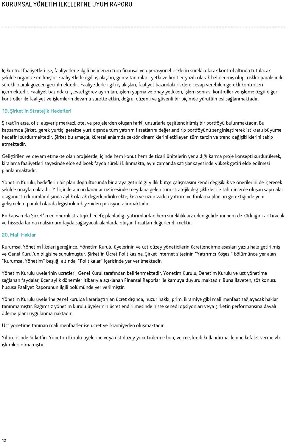 Faaliyetlerle ilgili iş akışları, faaliyet bazındaki risklere cevap verebilen gerekli kontrolleri içermektedir.