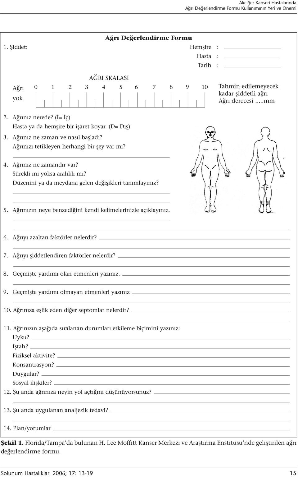 (İ= İç) Hasta ya da hemşire bir işaret koyar. (D= Dış) 3. Ağrınız ne zaman ve nasıl başladı? Ağrınızı tetikleyen herhangi bir şey var mı? 4. Ağrınız ne zamandır var? Sürekli mi yoksa aralıklı mı?