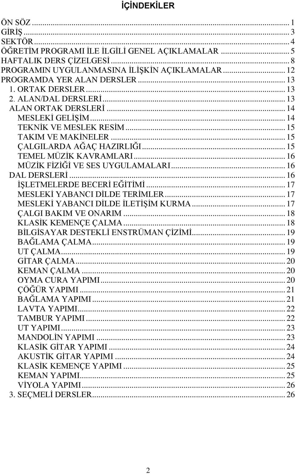 .. 15 ÇALGILARDA AĞAÇ HAZIRLIĞI... 15 TEMEL MÜZİK KAVRAMLARI... 16 MÜZİK FİZİĞİ VE SES UYGULAMALARI... 16 DAL DERSLERİ... 16 İŞLETMELERDE BECERİ EĞİTİMİ... 17 MESLEKİ YABANCI DİLDE TERİMLER.