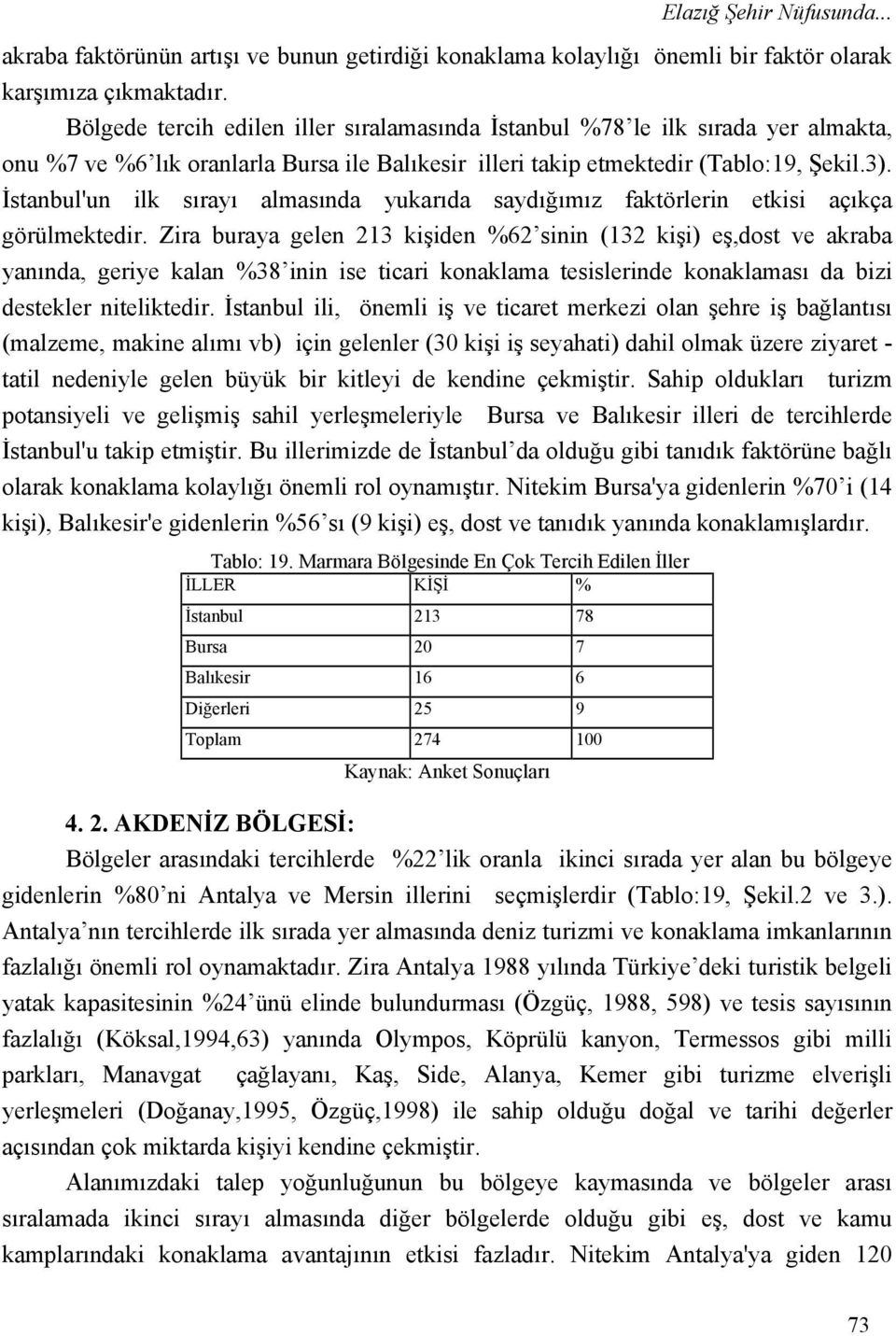 İstanbul'un ilk sırayı almasında yukarıda saydığımız faktörlerin etkisi açıkça görülmektedir.