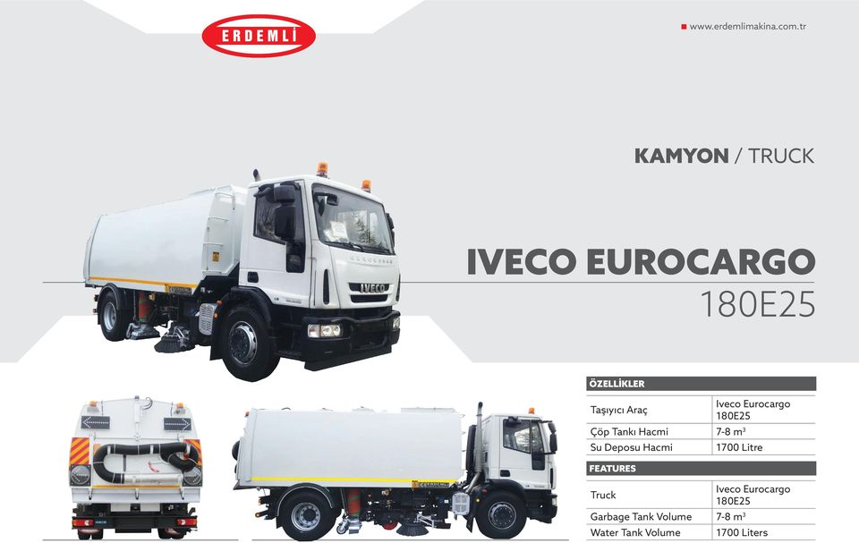 Iveco Eurocargo 180E25 Çöp Tankı Hacmi 7-8 m 3 Su Deposu