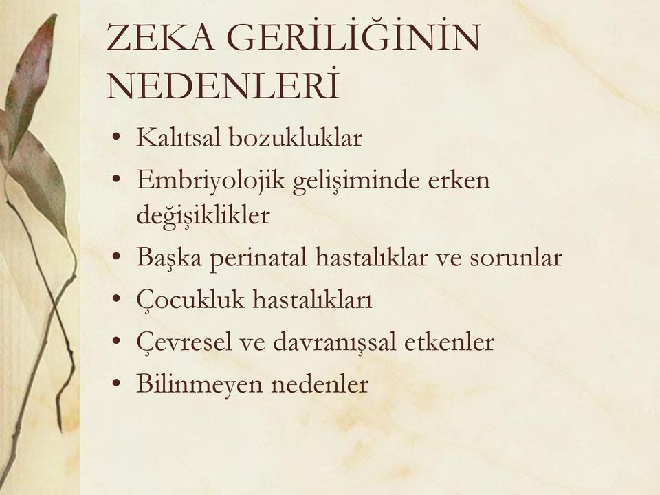 perinatal hastalıklar ve sorunlar Çocukluk