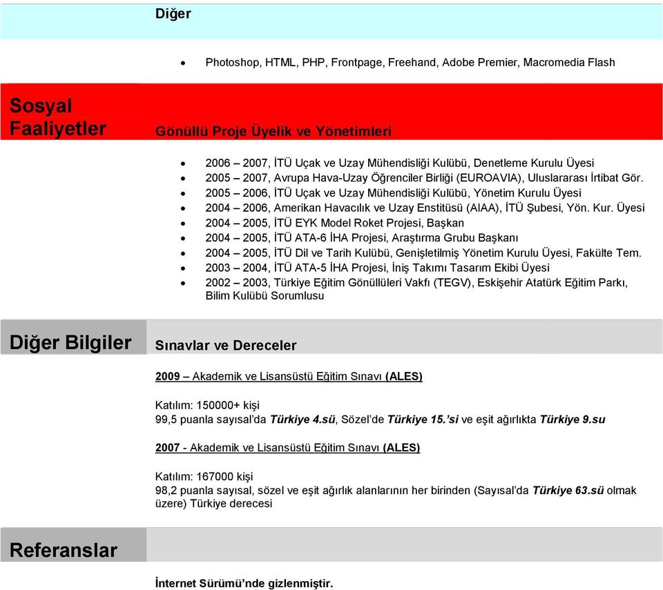 2005 2006, ĐTÜ Uçak ve Uzay Mühendisliği Kulübü, Yönetim Kuru