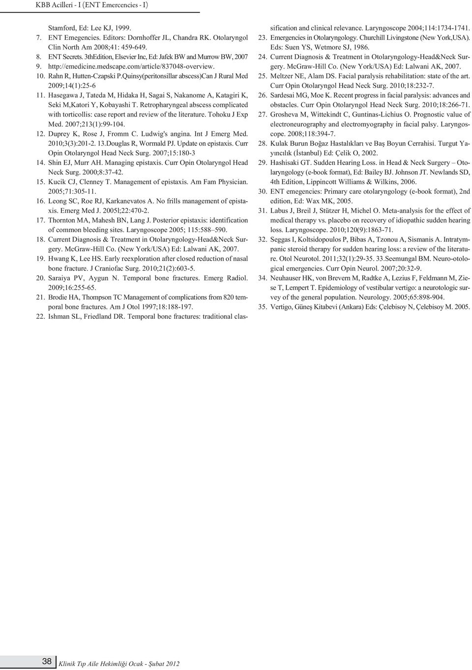 Quinsy(peritonsillar abscess)can J Rural Med 2009;14(1):25-6 11. Hasegawa J, Tateda M, Hidaka H, Sagai S, Nakanome A, Katagiri K, Seki M,Katori Y, Kobayashi T.