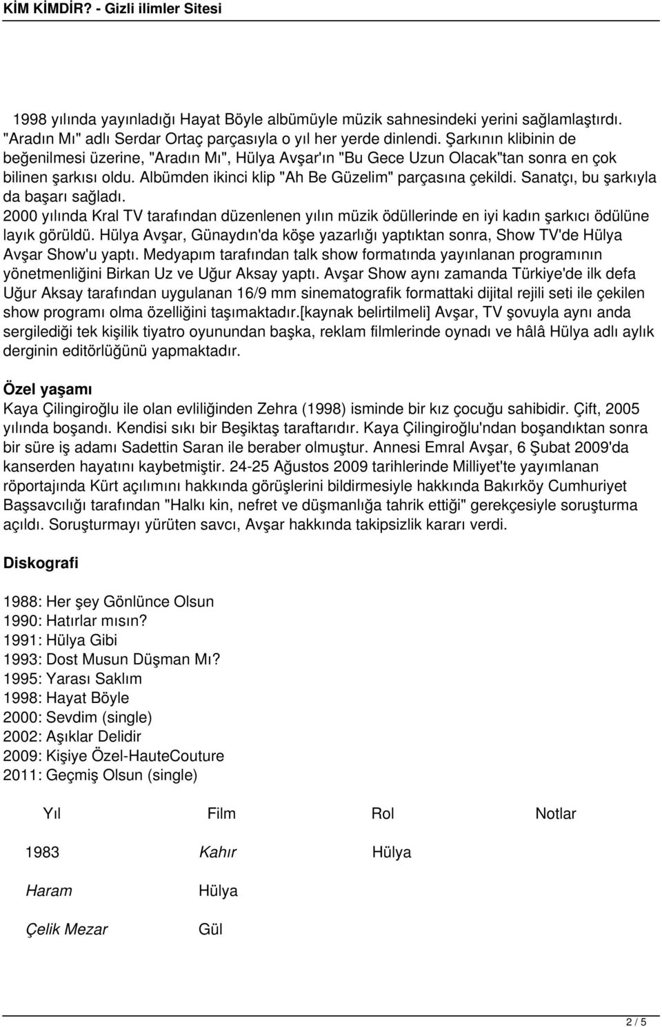 Sanatçı, bu şarkıyla da başarı sağladı. 2000 yılında Kral TV tarafından düzenlenen yılın müzik ödüllerinde en iyi kadın şarkıcı ödülüne layık görüldü.