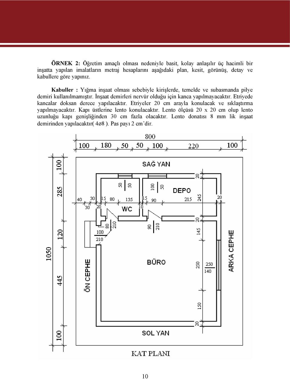 İnşaat demirleri nervür olduğu için kanca yapılmayacaktır. Etriyede kancalar doksan derece yapılacaktır.