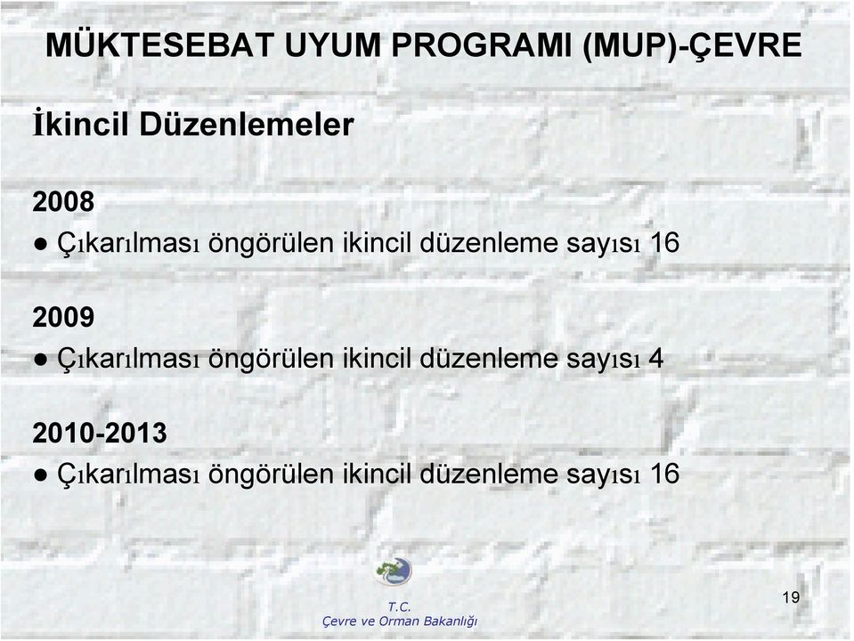 Çıkarılması öngörülen ikincil düzenleme sayısı 4 2010-2013