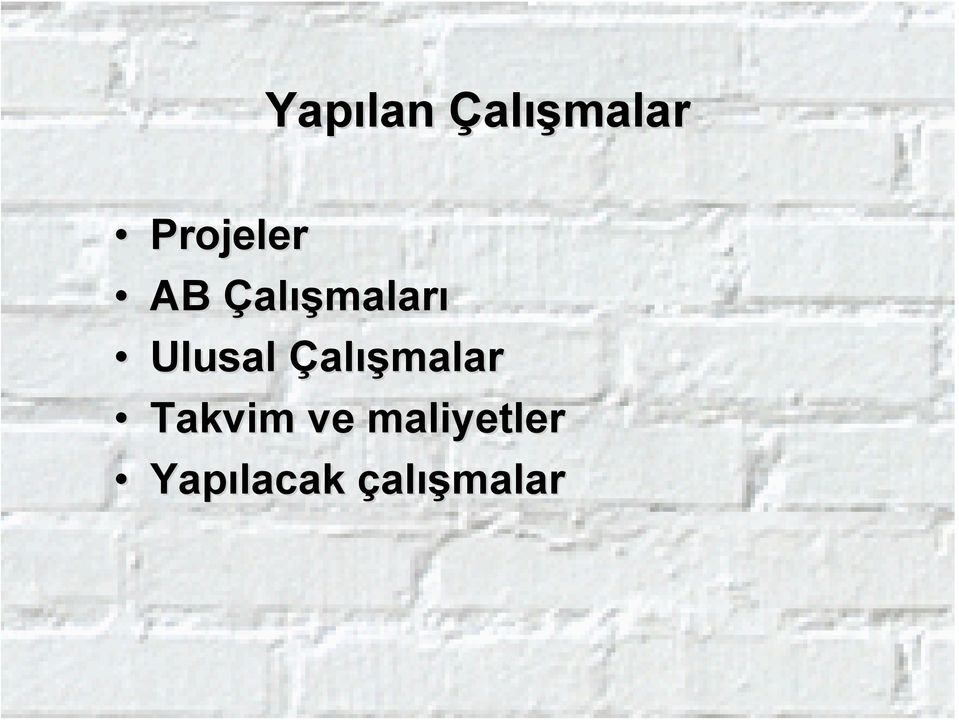 Ulusal Çalışmalar Takvim