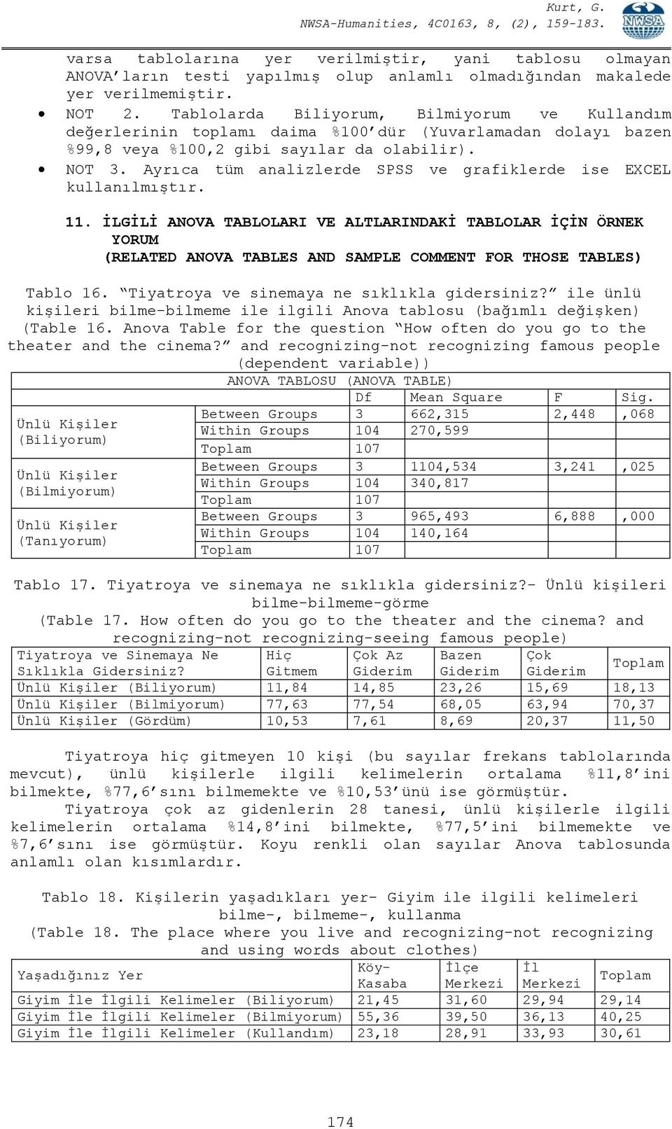 Ayrıca tüm analizlerde SPSS ve grafiklerde ise EXCEL kullanılmıştır. 11.