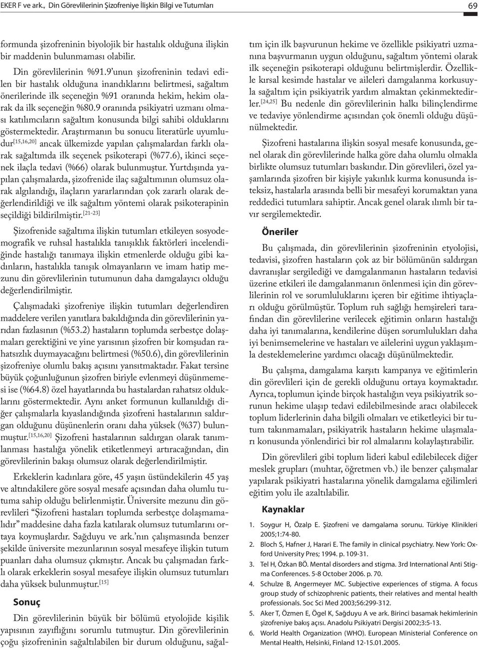 9 oranında psikiyatri uzmanı olması katılımcıların sağaltım konusunda bilgi sahibi olduklarını göstermektedir.