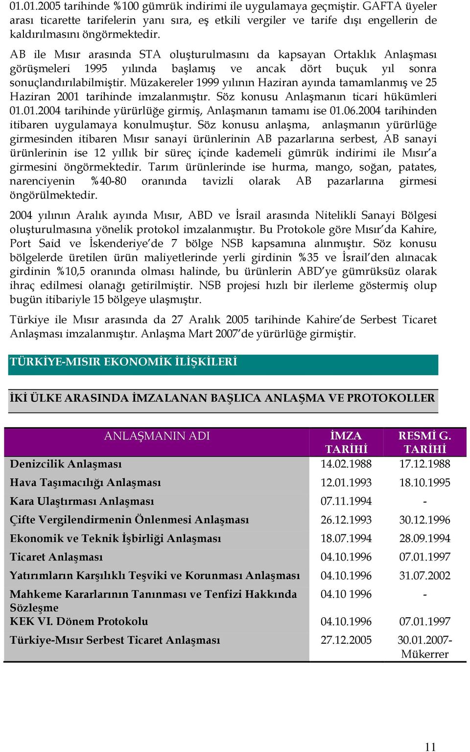 Müzakereler 1999 yılının Haziran ayında tamamlanmış ve 25 Haziran 2001 tarihinde imzalanmıştır. Söz konusu Anlaşmanın ticari hükümleri 01.01.2004 tarihinde yürürlüğe girmiş, Anlaşmanın tamamı ise 01.