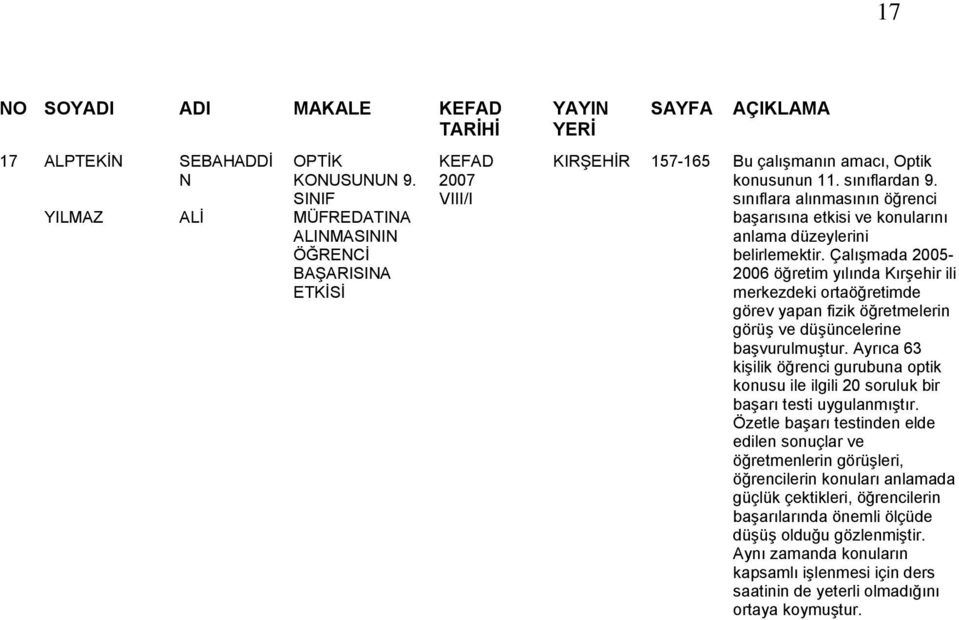 sınıflara alınmasının öğrenci başarısına etkisi ve konularını anlama düzeylerini belirlemektir.