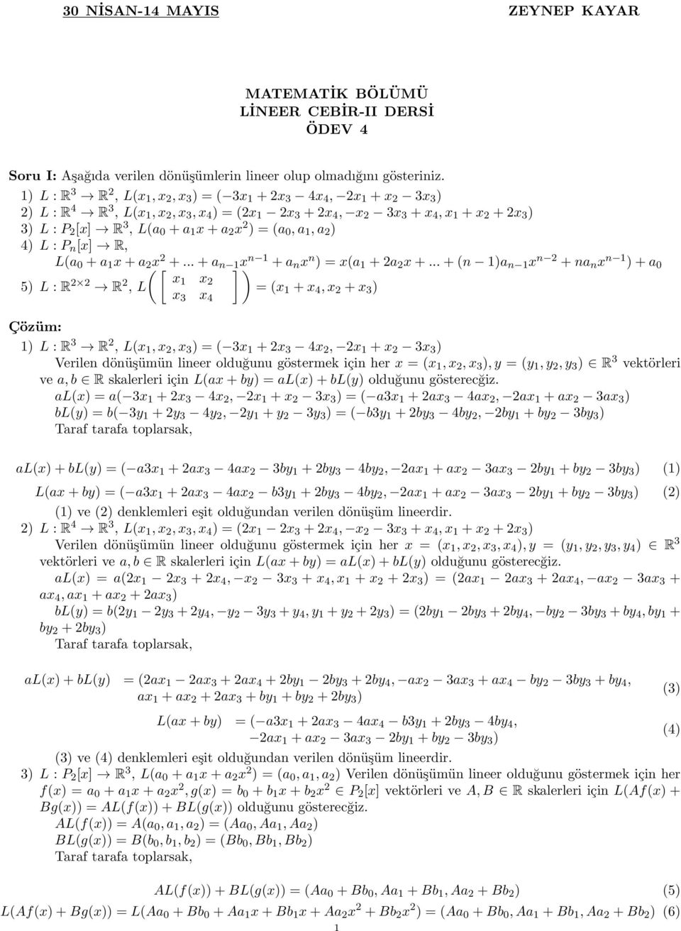 L(a + a x + a ( x +... + a n x) n + a n x n ) = x(a + a x +.