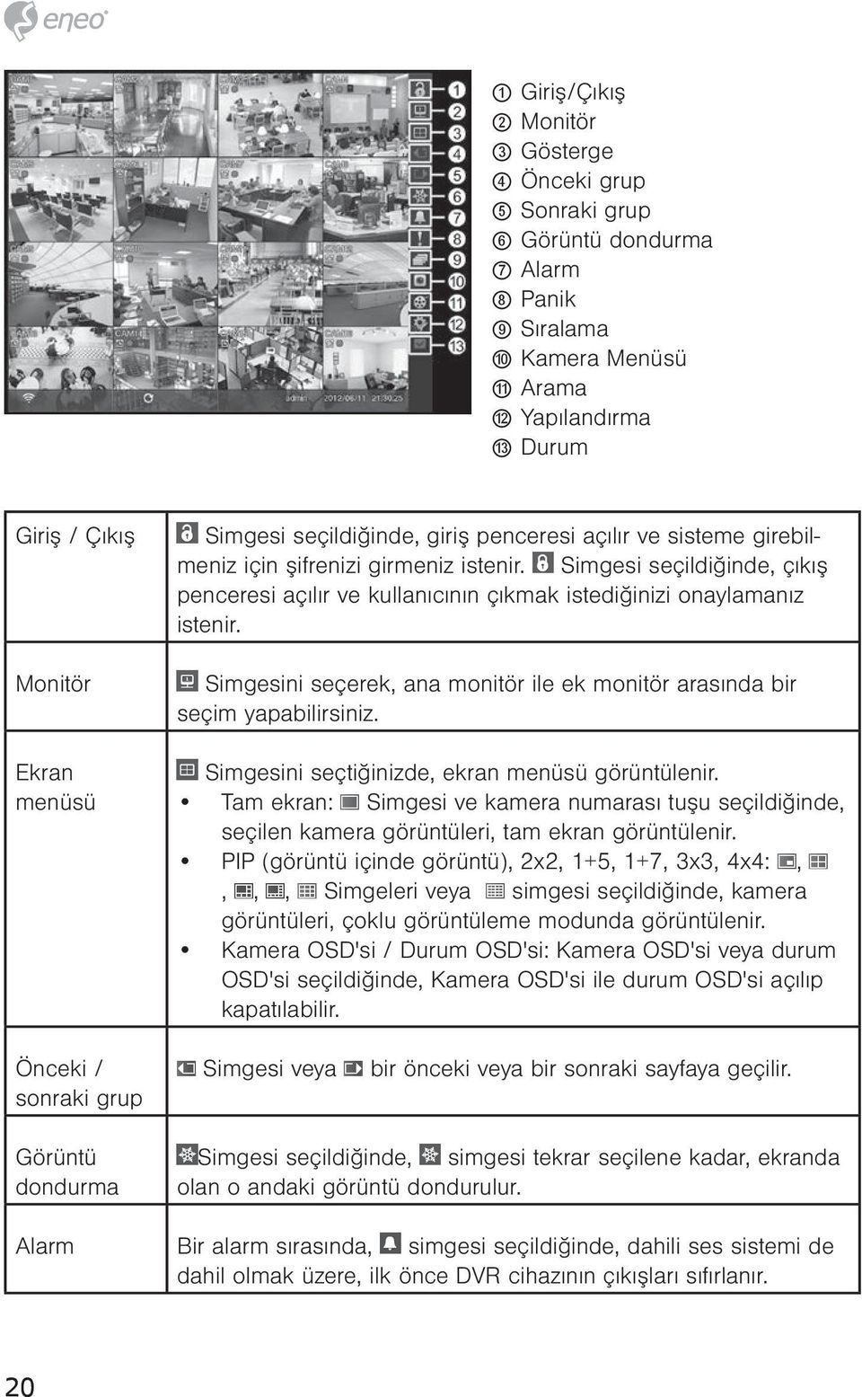 Monitör Simgesini seçerek, ana monitör ile ek monitör arasında bir seçim yapabilirsiniz. Ekran menüsü Simgesini seçtiğinizde, ekran menüsü görüntülenir.