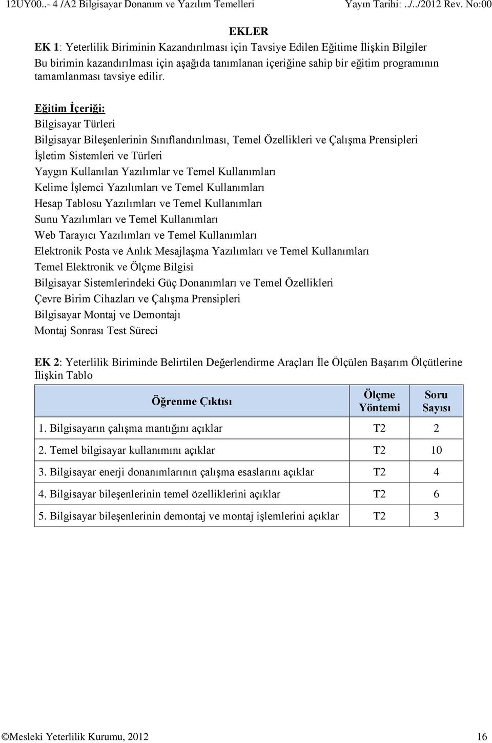 içeriğine sahip bir eğitim programının tamamlanması tavsiye edilir.