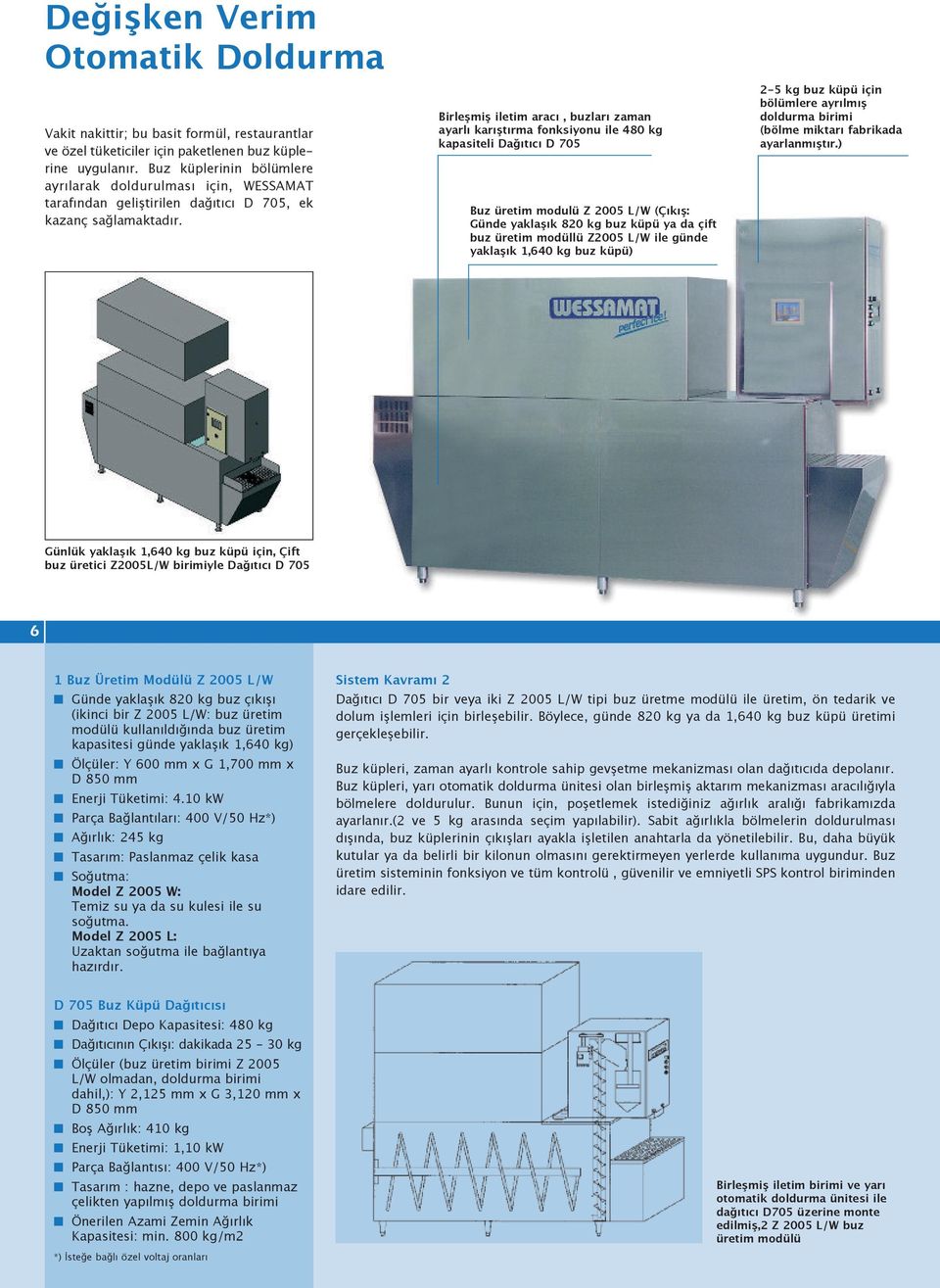 Birleşmiş iletim aracı, buzları zaman ayarlı karıştırma fonksiyonu ile 480 kg kapasiteli Dağıtıcı D 705 Buz üretim modulü Z 2005 L/W (Çıkış: Günde yaklaşık 820 kg buz küpü ya da çift buz üretim