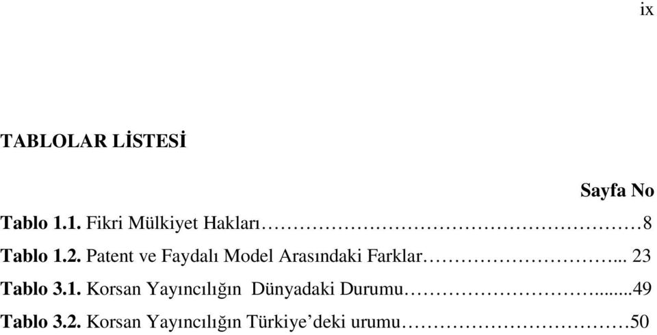 Patent ve Faydalı Model Arasındaki Farklar... 23 Tablo 3.